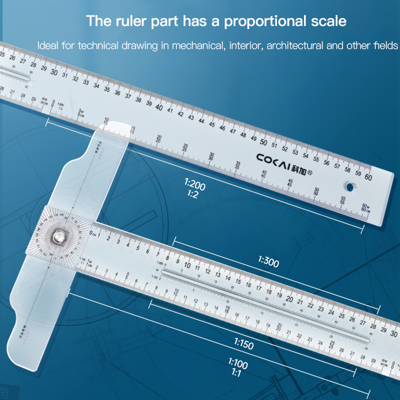 Woodworking Product - Dual-Sided T Square Ruler Clear Transparent