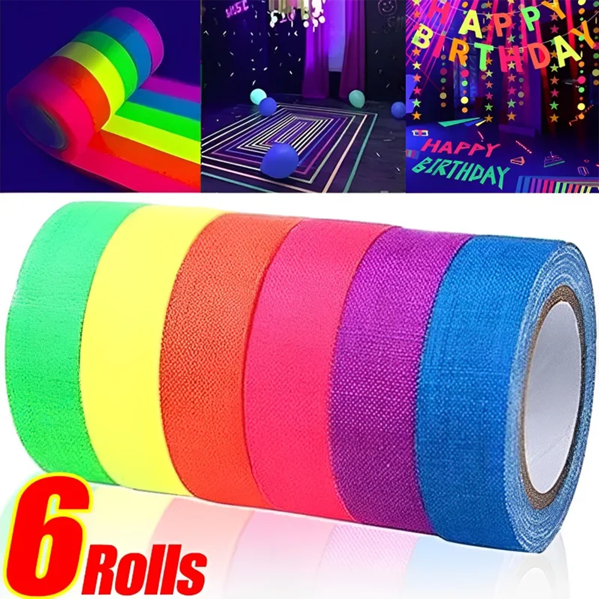 6-Pack Neon Fluorescent Tape S - Woodworking Uv Light ulasan dan harga