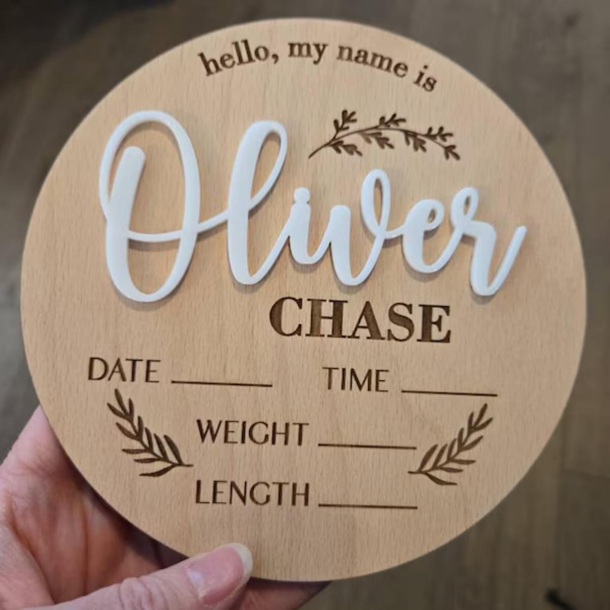 1Pc Custom Baby Announcement S - Woodworking Laser ulasan dan harga