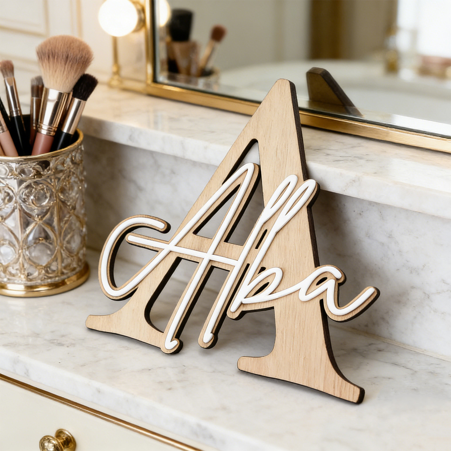 1pc Double-layer Wooden Name D - Woodworking Laser ulasan dan harga